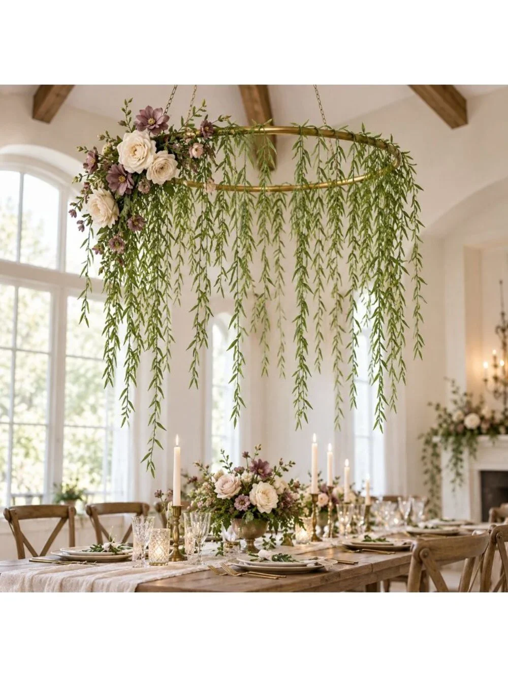 Artificial Willow Vine 40 Piece Hanging Greenery Set 32 Inch Bright Green Weddin